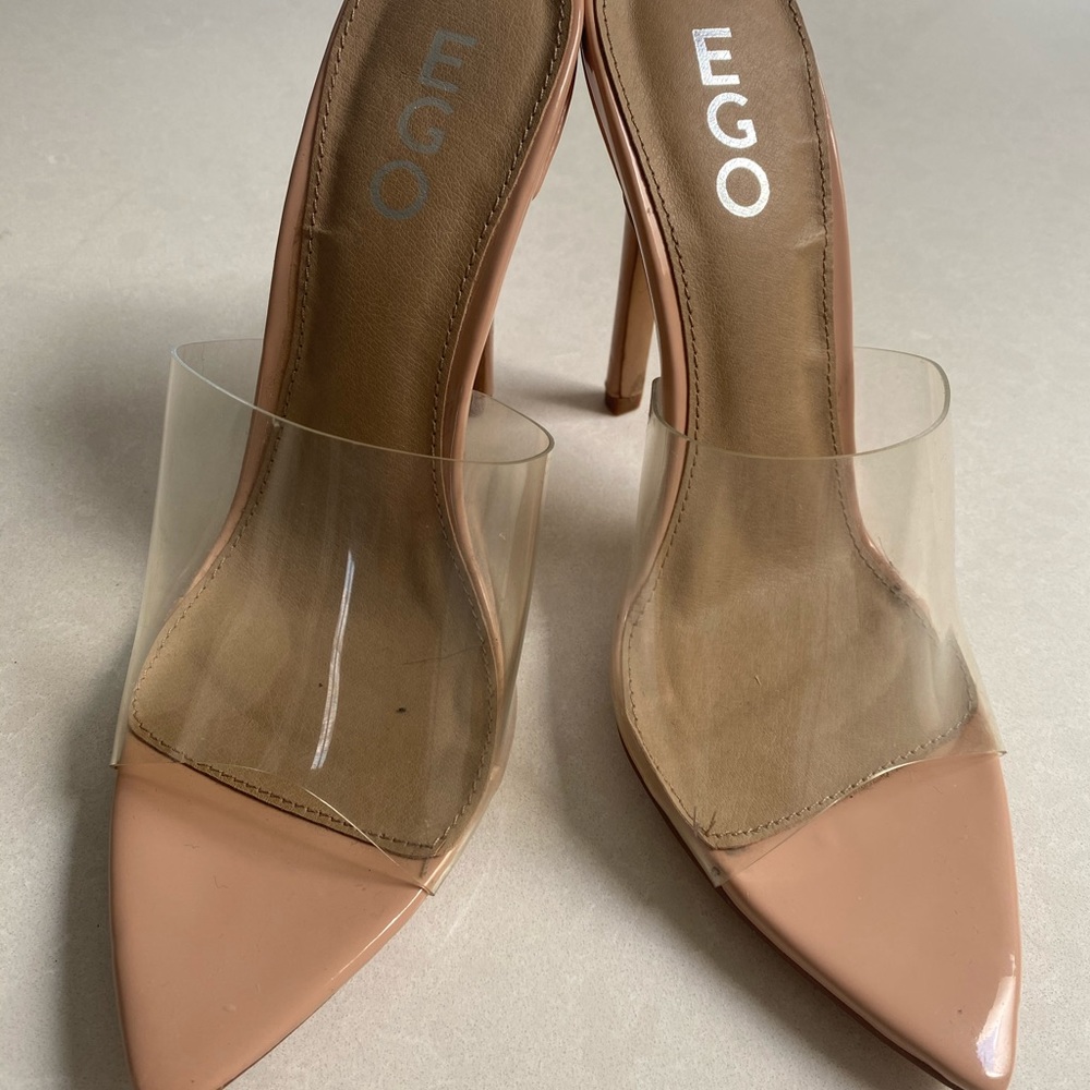 EGO Peep Toe Mule in Nude Patent - Picture 2 of 6